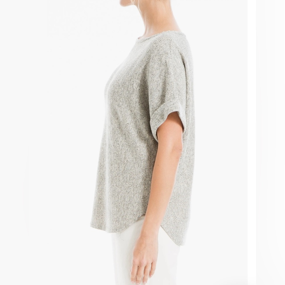 Max Studio Oat & Black Short Sleeve Boat Neck Soft Ribbed Knit Top NWOT Size 2X - Picture 3 of 8